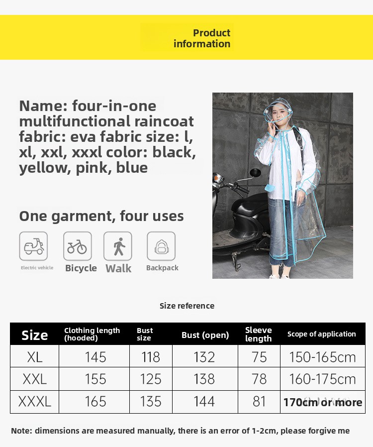Transparent EVA Rain Poncho Ho - Cycling Commute Rain review and price